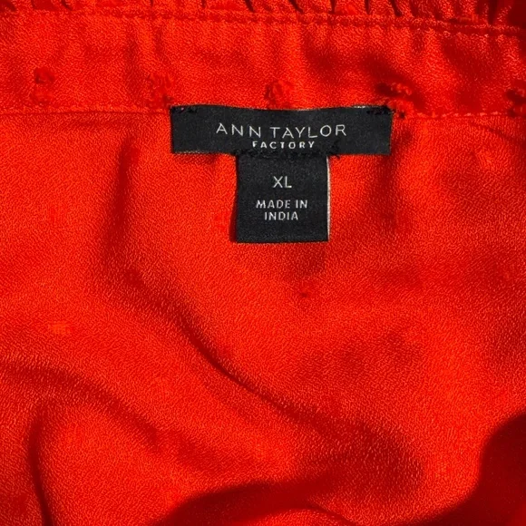 Ann Taylor Factory - Deep Orange Ruffle Collar Blouse - Picture 4 of 9